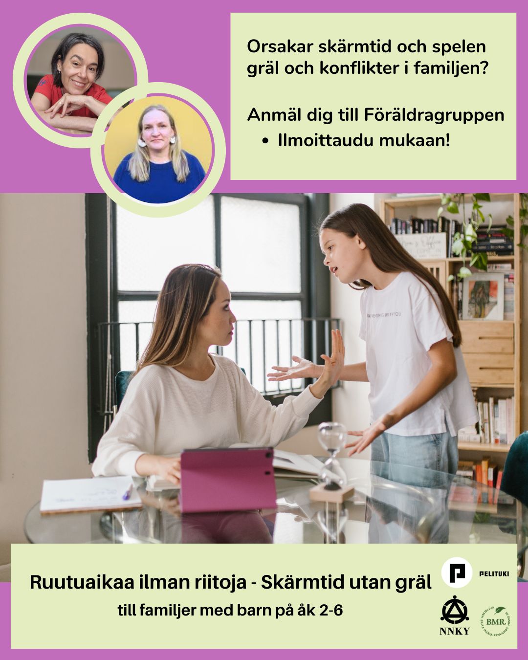 Orsakar skärmtid och spelande konstanta konflikter i familjen? Anmäl dig med till Föräldragruppen och få stöd till din familj. 